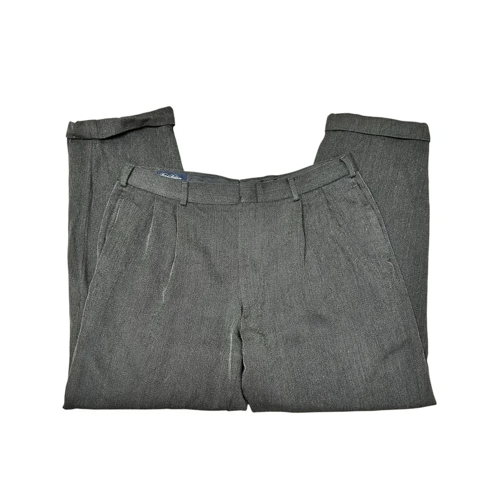Brooks Brothers VTG Wool Charcoal Pleated Cuffed Light Mens Dress Pants‎ 36x29